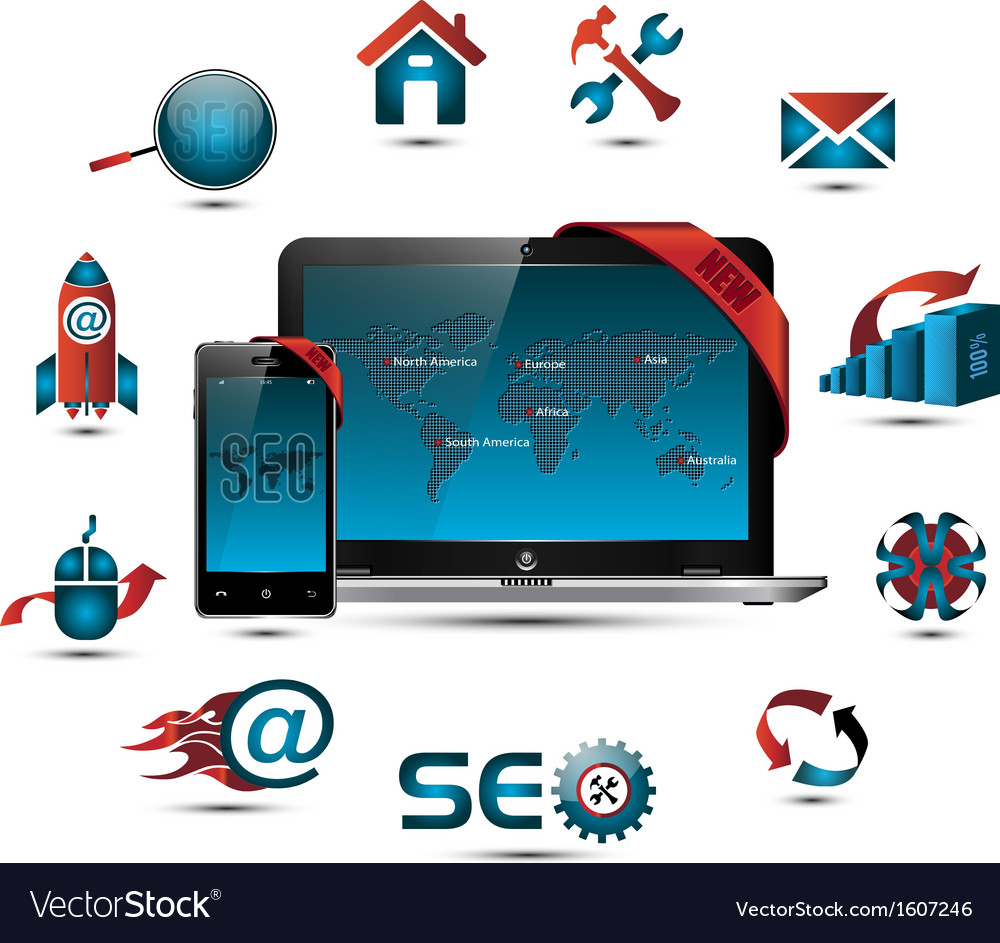 Seo collection Royalty Free Vector Image - VectorStock