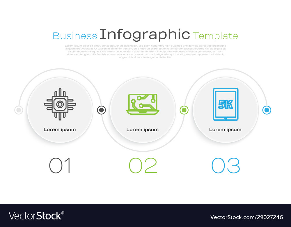 Set line processor laptop and tablet with text 5k Vector Image Set line processor laptop and tablet with text 5k