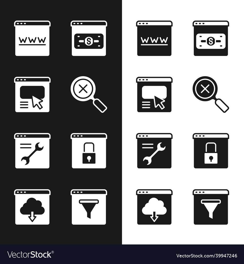 Set magnifying glass and delete ui or ux design vector image Set magnifying glass and delete ui or ux design