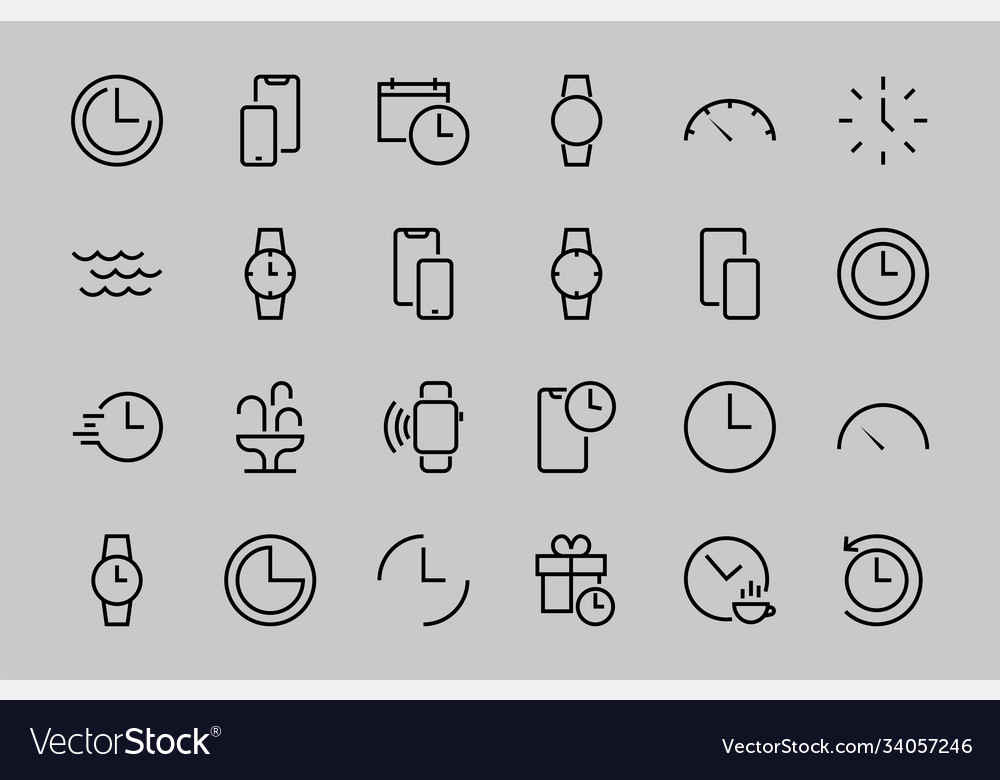 Simple set time icon color editable template vector image Simple set time icon color editable template