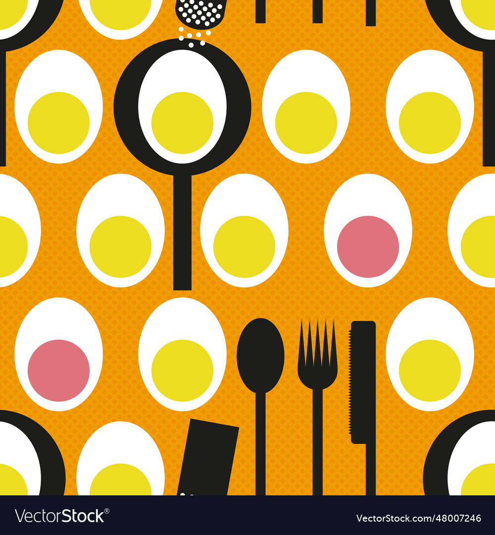 Sunny side up egg in pan retro style yellow black Vector Image Sunny side up egg in pan retro style yellow black