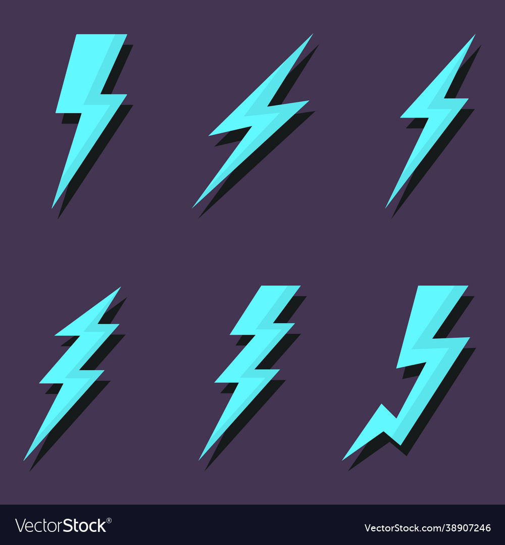 Thunder and lightning icons set various design vector image Thunder and lightning icons set various design