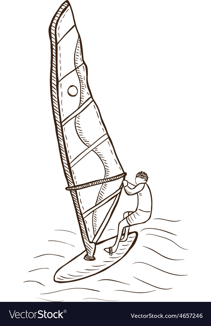 Windsurfer drawing Royalty Free Vector Image VectorStock