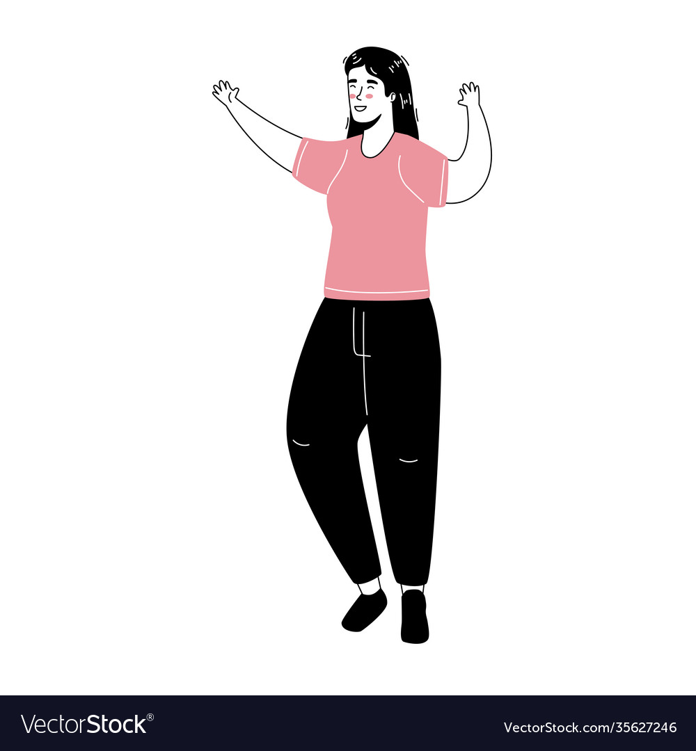 Young woman dancing character icon Royalty Free Vector Image