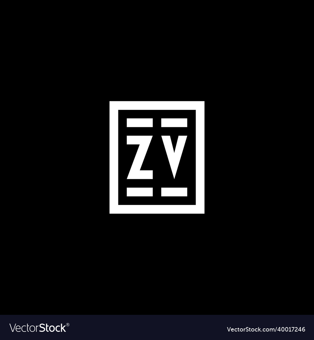 Zv initial logo with square rectangular shape