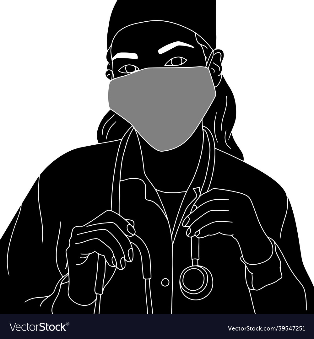 A young nurse with stethoscope and mask Royalty Free Vector