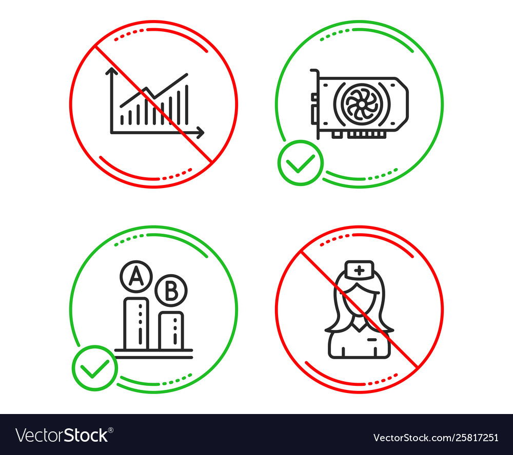 Ab testing graph and gpu icons set hospital vector image Ab testing graph and gpu icons set hospital