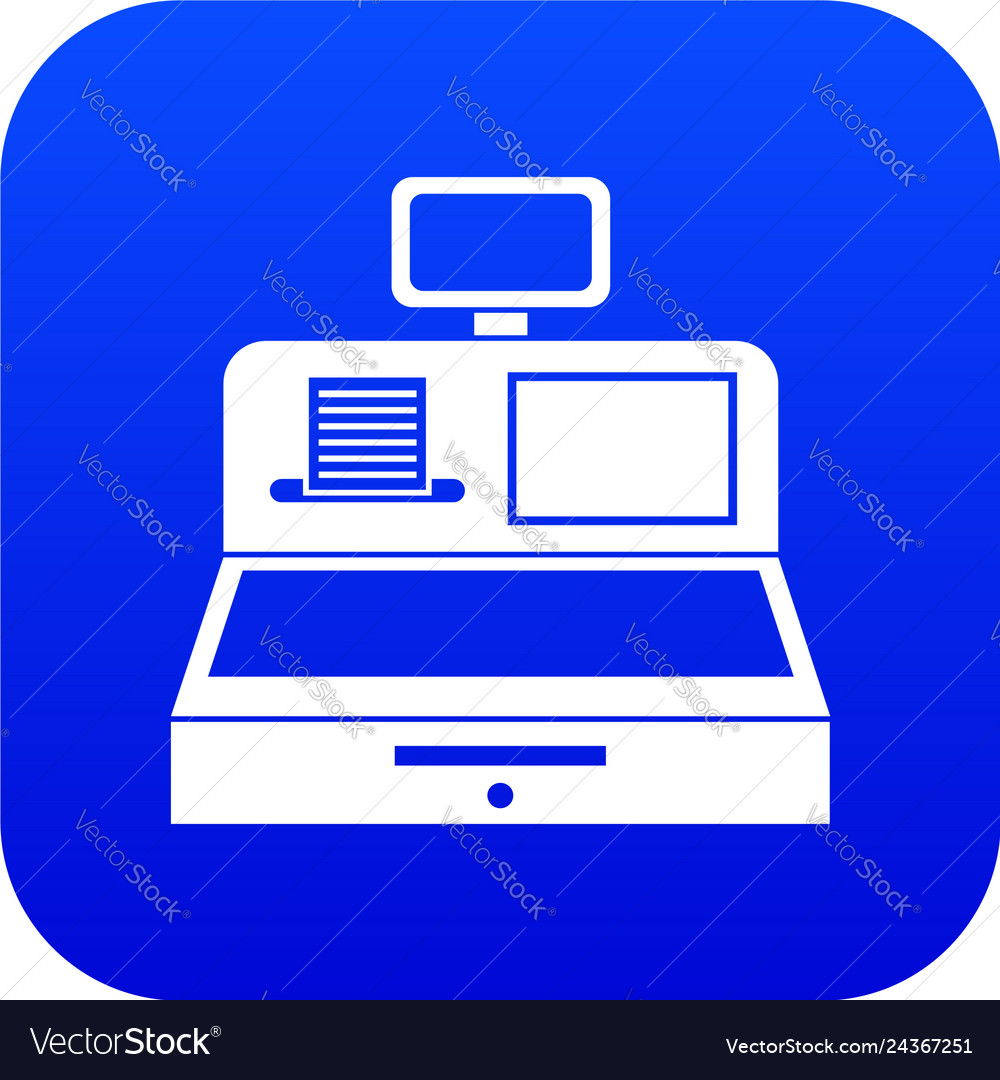 Cash Register With Cash Drawer Icon Digital Blue Vector Image