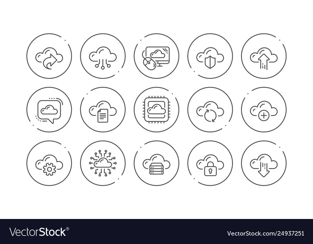 Cloud data and technology icons hosting