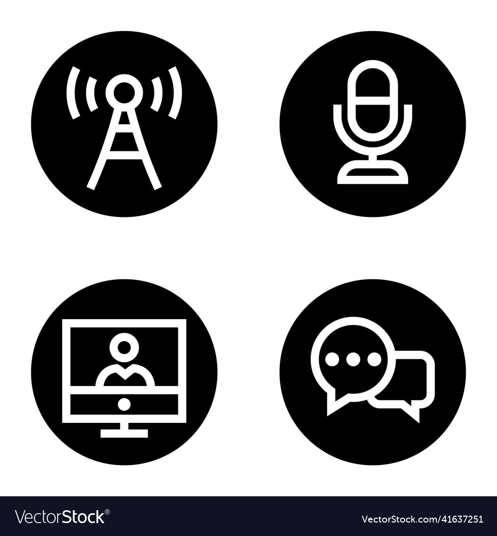 Communications glyph flat icon set isolated vector image Communications glyph flat icon set isolated
