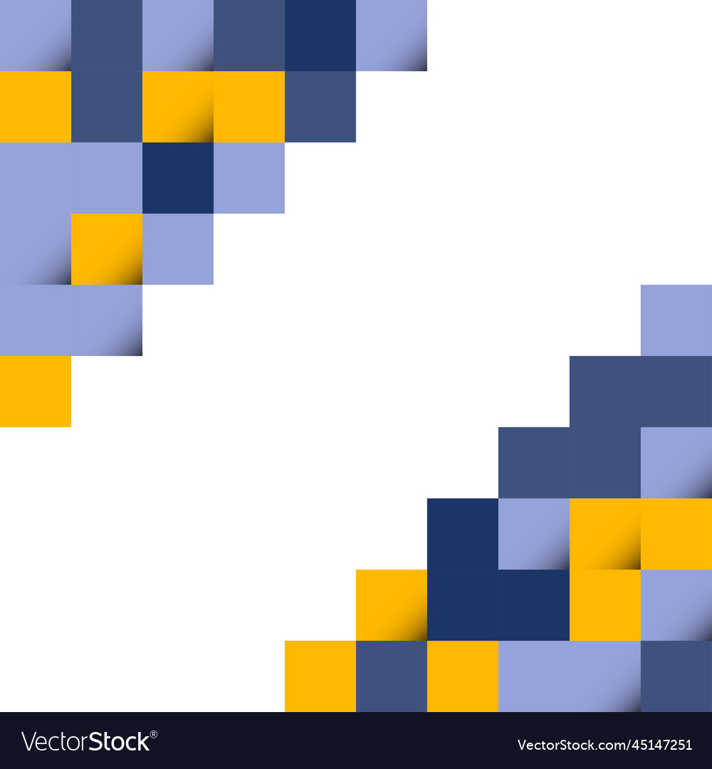 Dark blue and yellow abstract squares background Vector Image