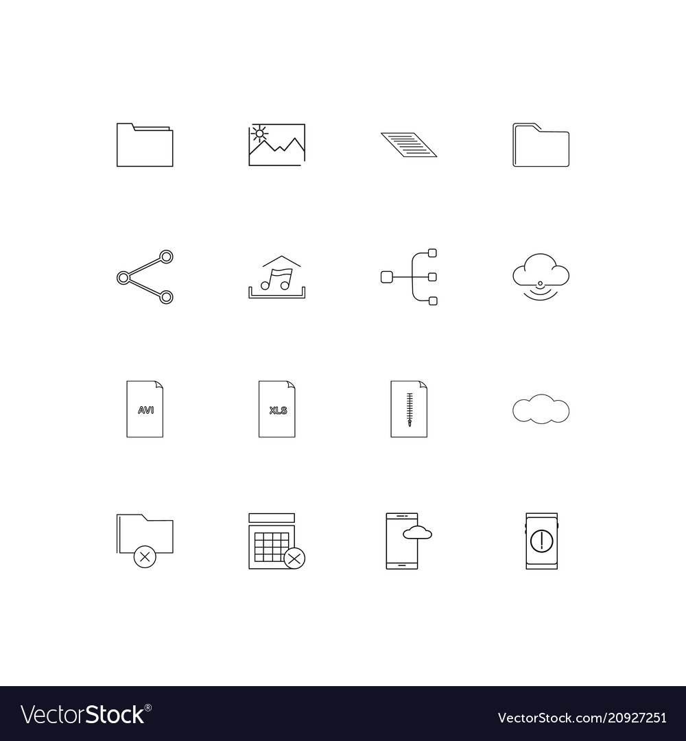 Files and folders sign linear thin icons set