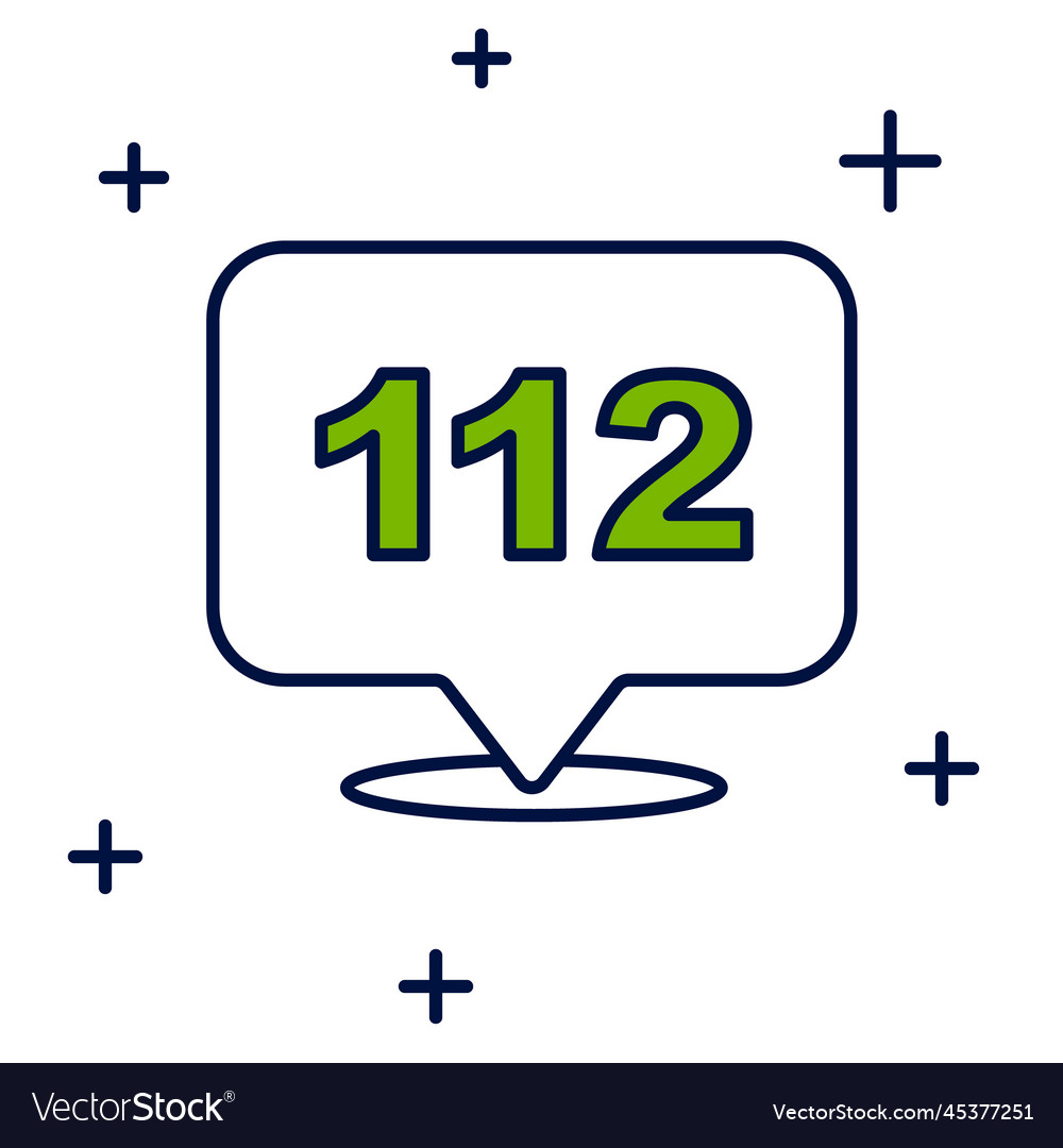 Filled outline telephone with emergency call 112 Vector Image