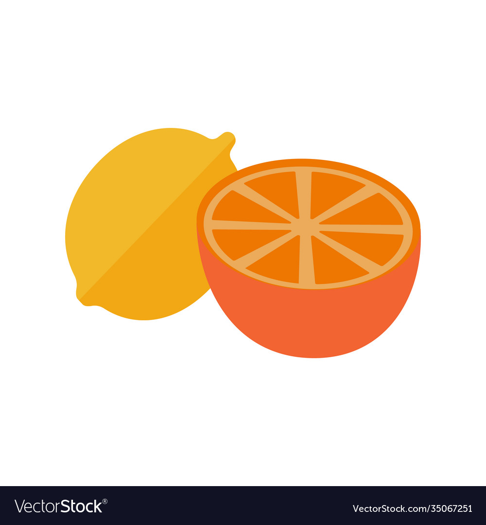 Fresh lemon fruits whole and half on white