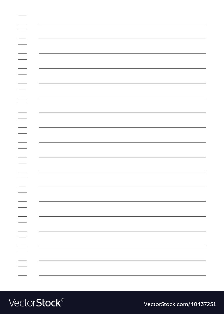 Graph paper printable to do list with check boxes vector image Graph paper printable to do list with check boxes