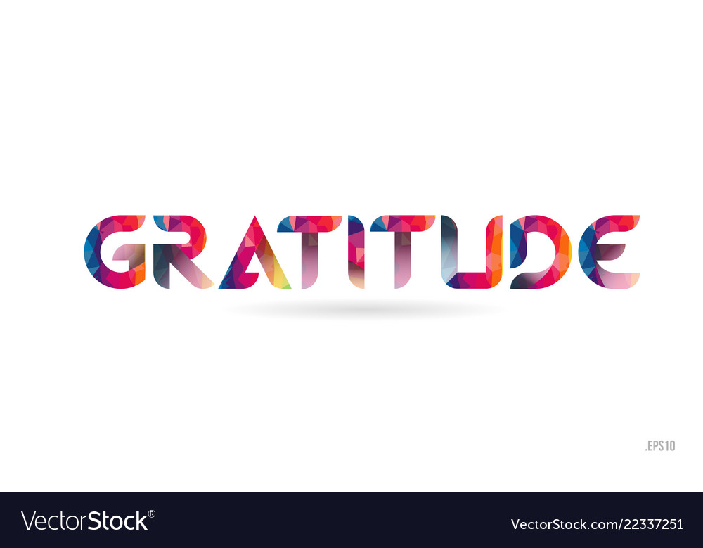 Gratitude Colored Rainbow Word Text Suitable Vector Image 5148