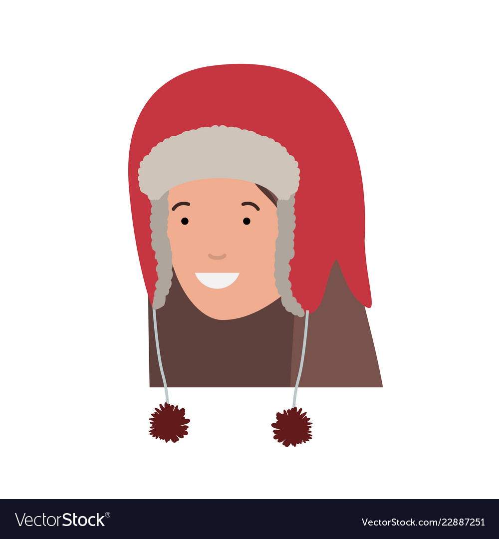 Head of woman with winter hat avatar character