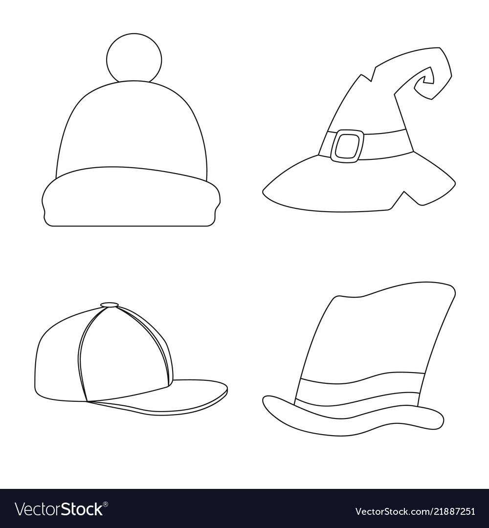 Isolated object of headgear and cap symbol set