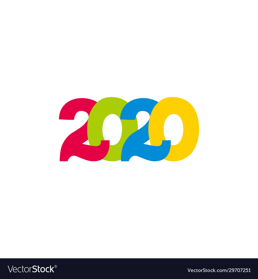 Number 2020 linked curves colorful design