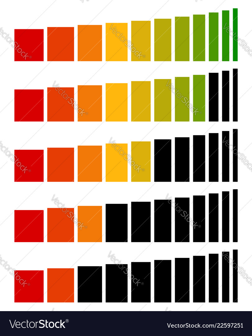 Progress level indicators in sequence from low vector image Progress level indicators in sequence from low