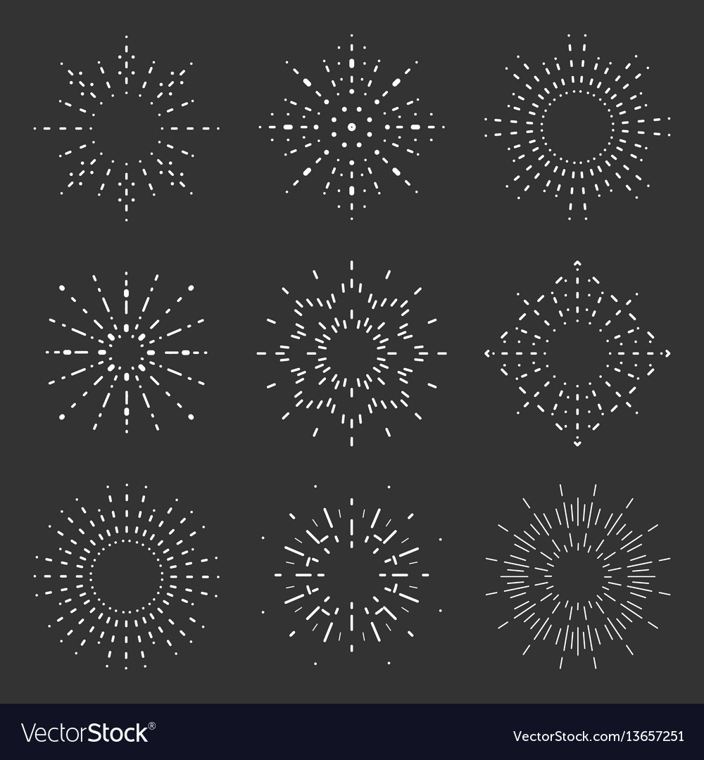 Radiant sunburst lineart design icons set template