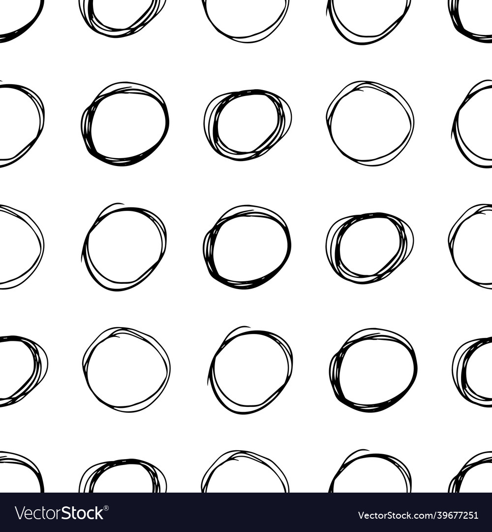 Seamless pattern with sketch circles shape Vector Image Seamless pattern with sketch circles shape