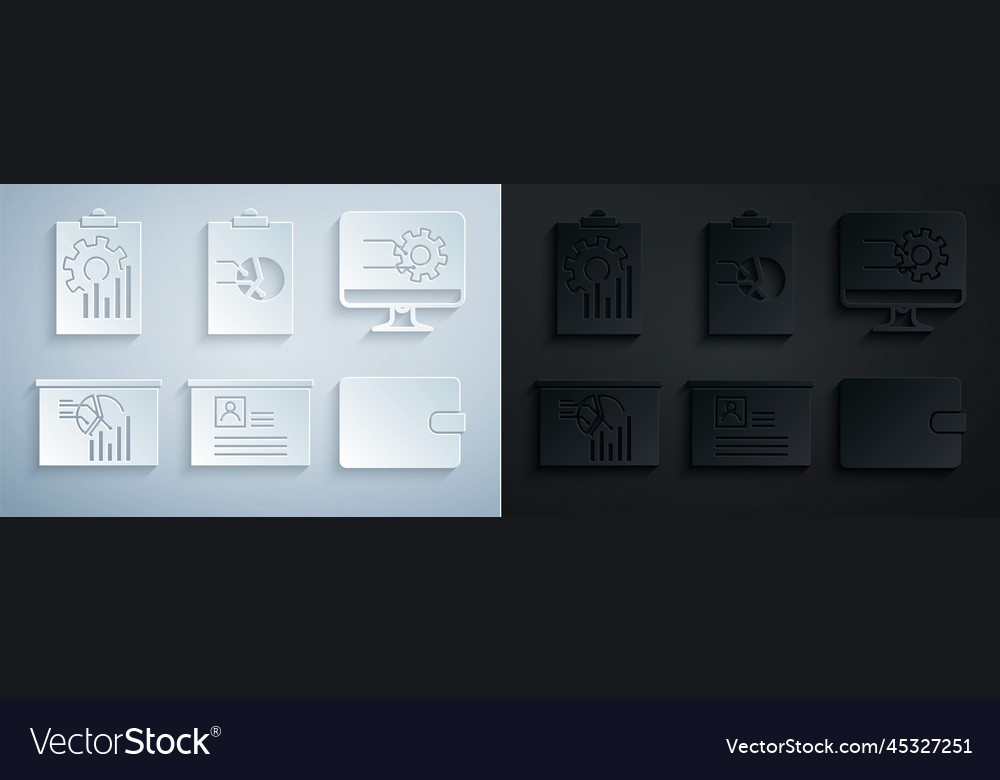 Set board with resume computer monitor graph Vector Image Set board with resume computer monitor graph