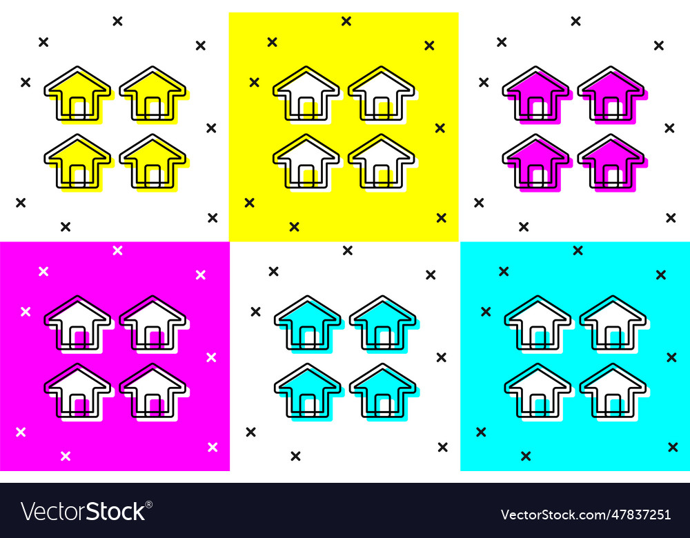 Set house icon isolated on color background real vector image Set house icon isolated on color background real