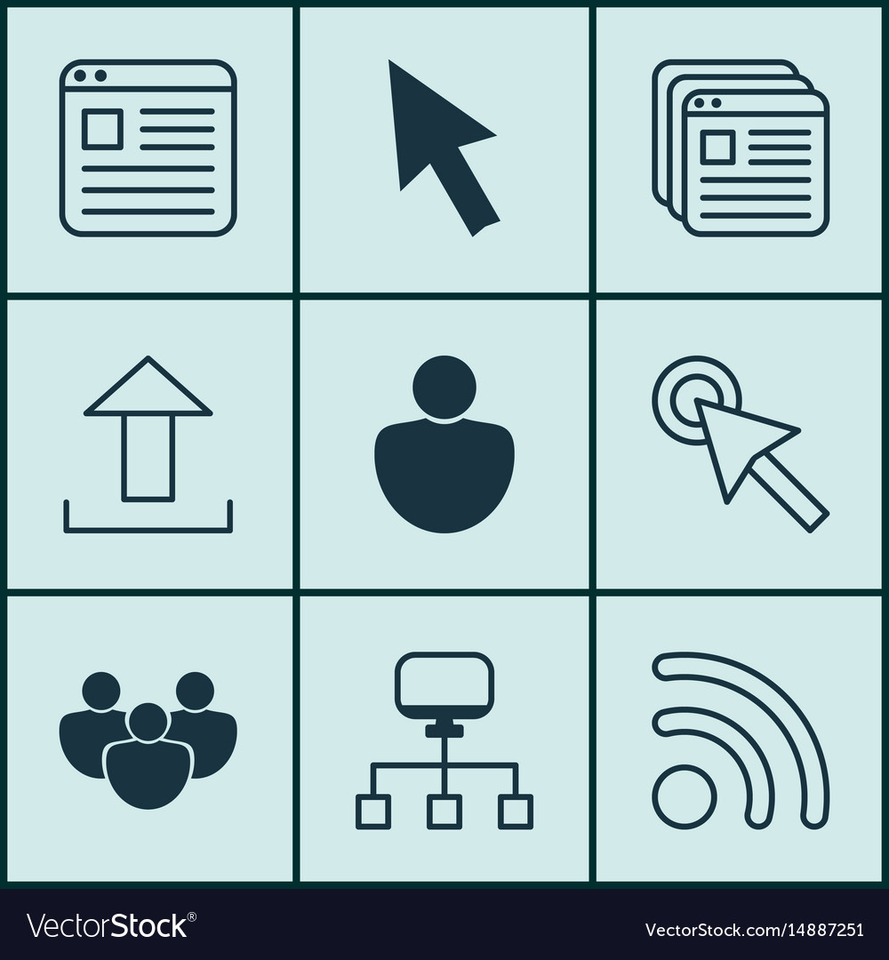 Set of 9 world wide web icons includes local