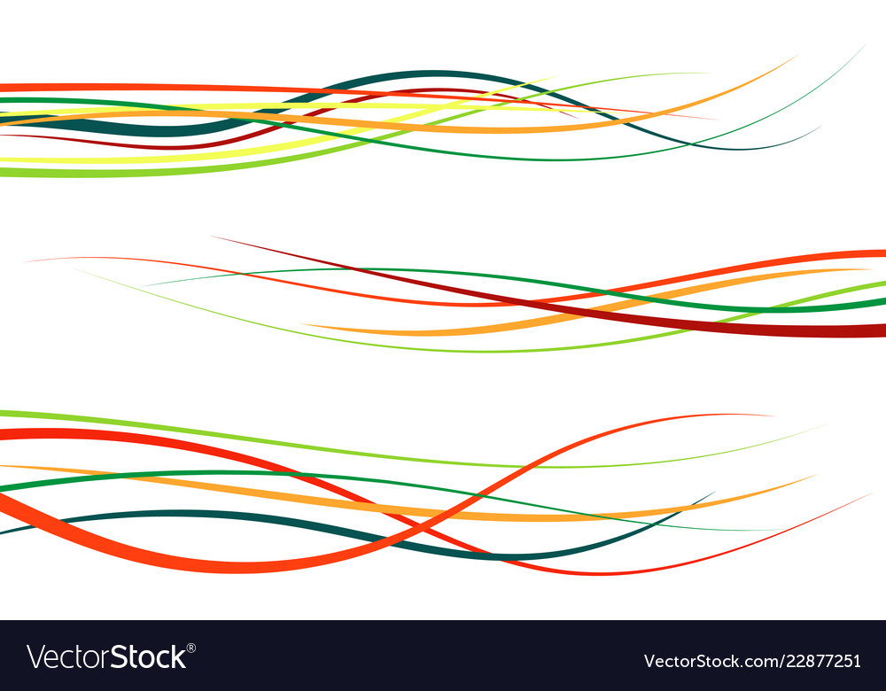 Set of abstract color curved lines vector image Set of abstract color curved lines