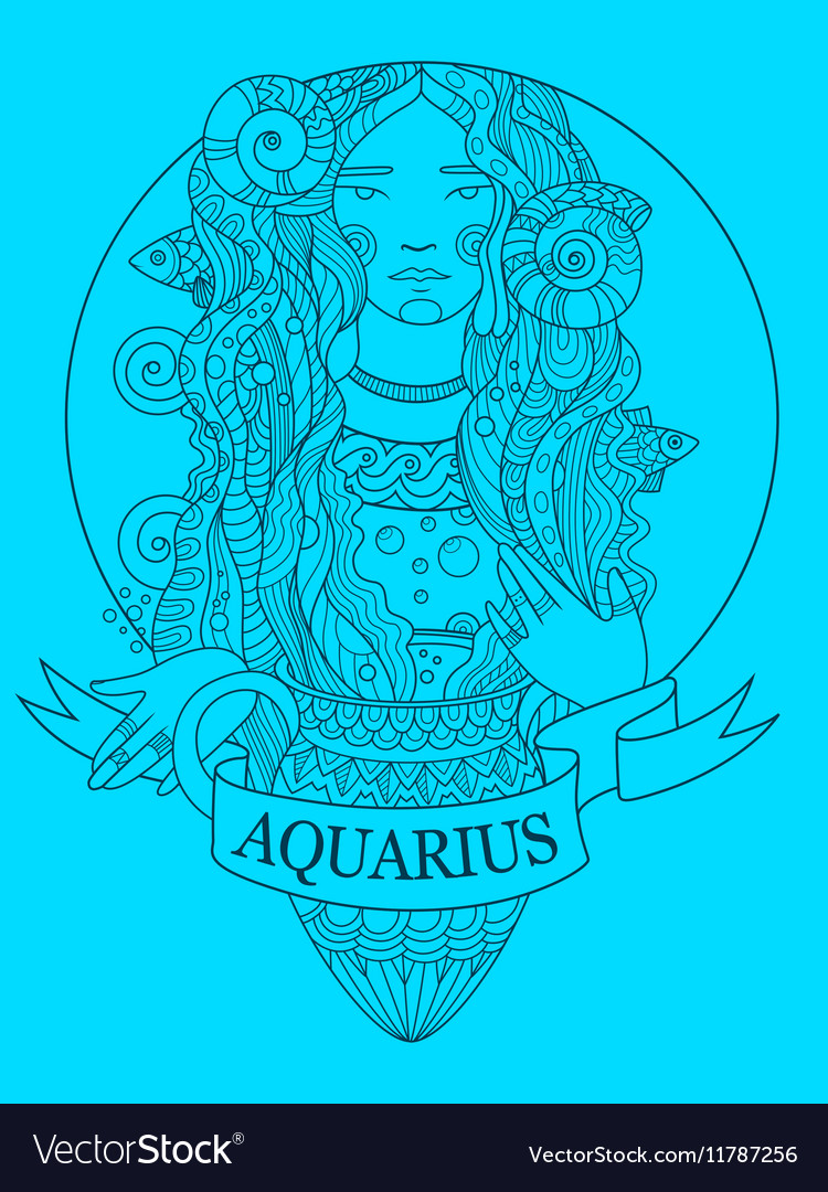 Aquarius zodiac sign coloring book