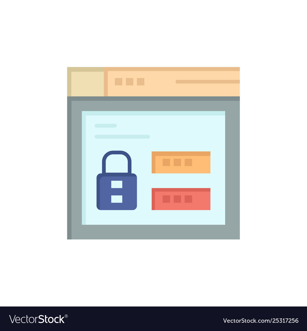 Browser web lock code flat color icon banner vector image Browser web lock code flat color icon banner