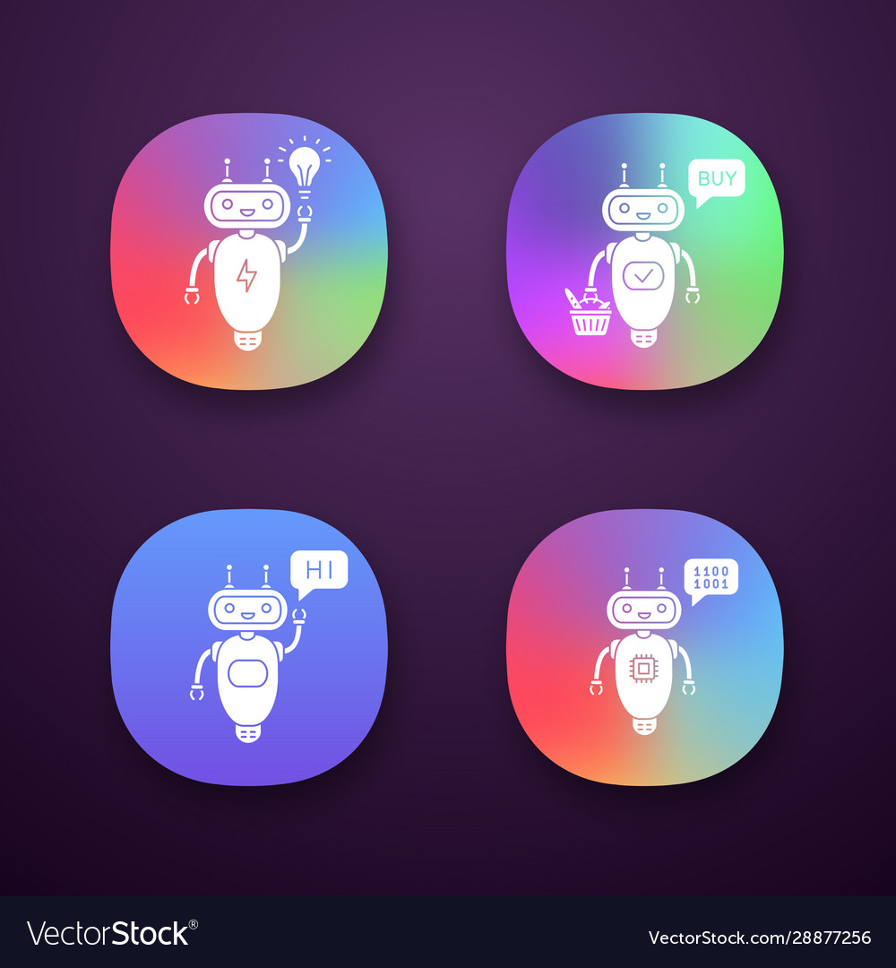 Chatbots app icons set vector image Chatbots app icons set