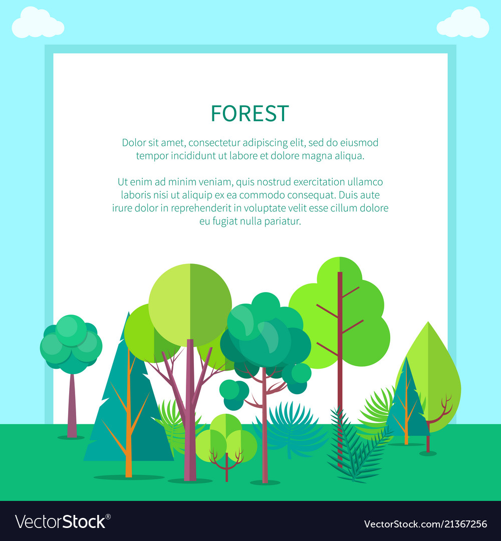 Forest web banner with trees and bushes