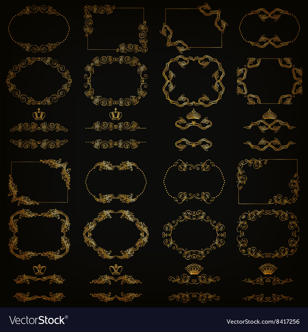 Gold Decorative Floral Frame Set