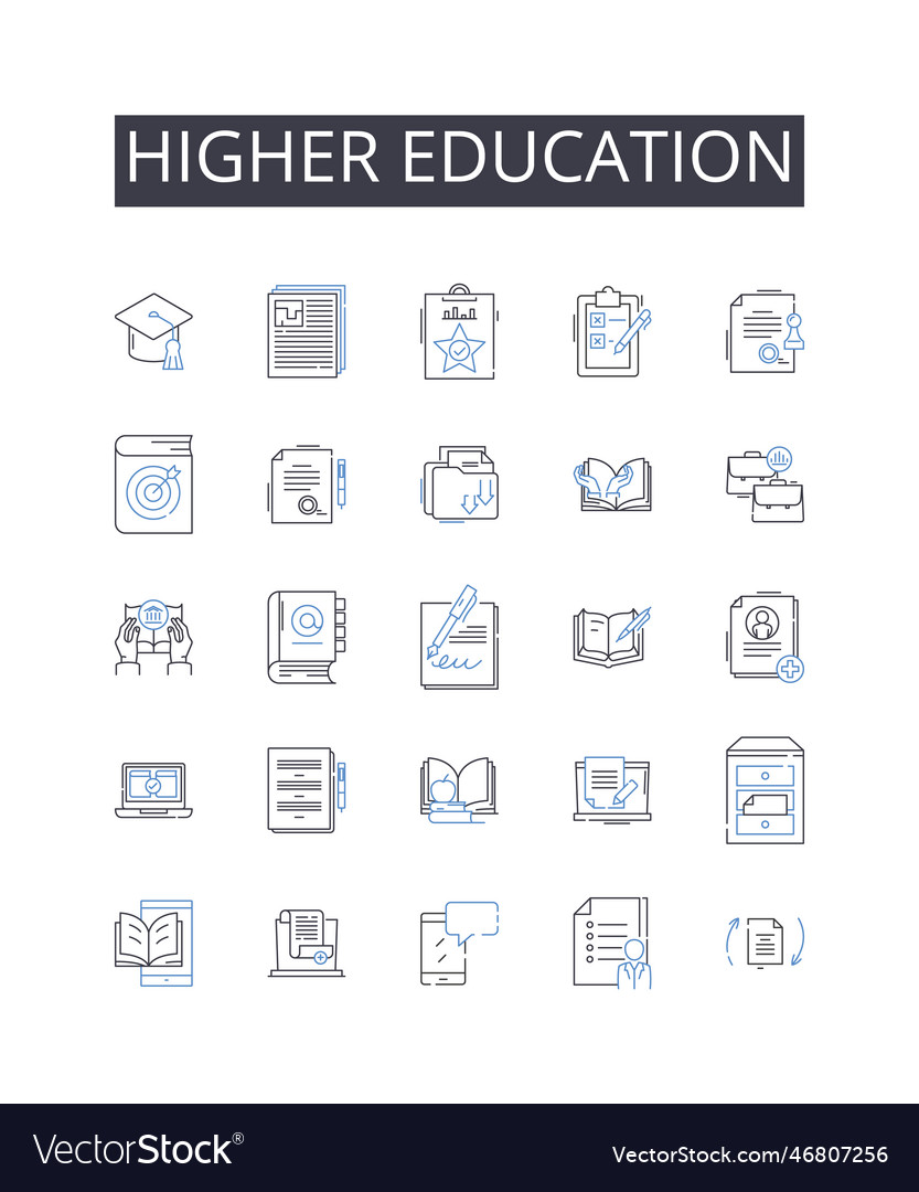 Higher education line icons collection advanced