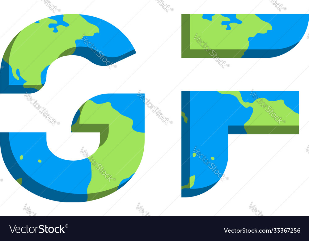 Initial gf logo design with world map style