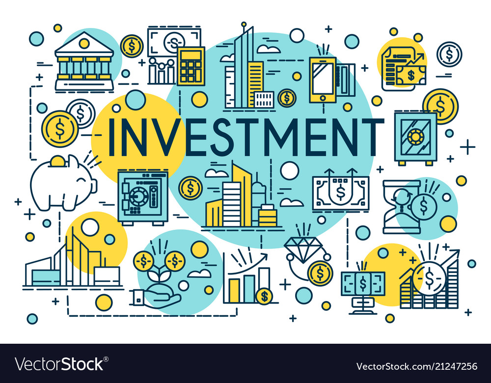 Investment concept thin line style business Vector Image