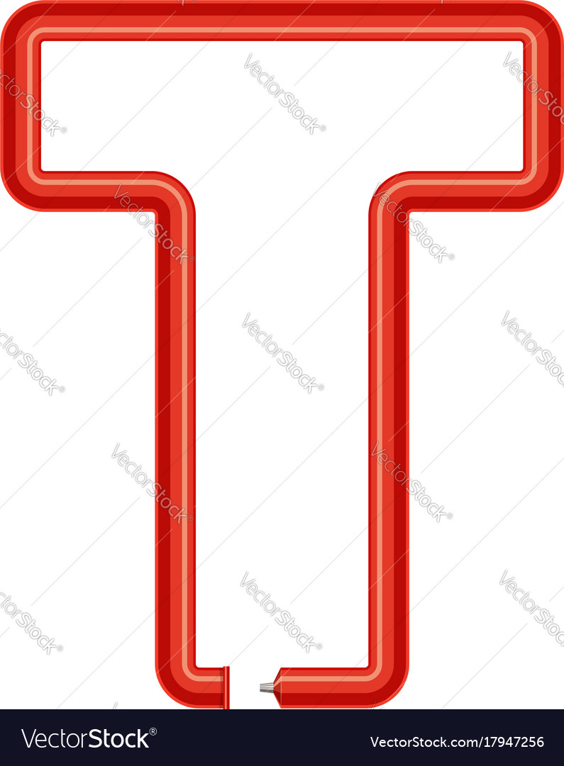 Letter t plastic tube icon cartoon style Vector Image