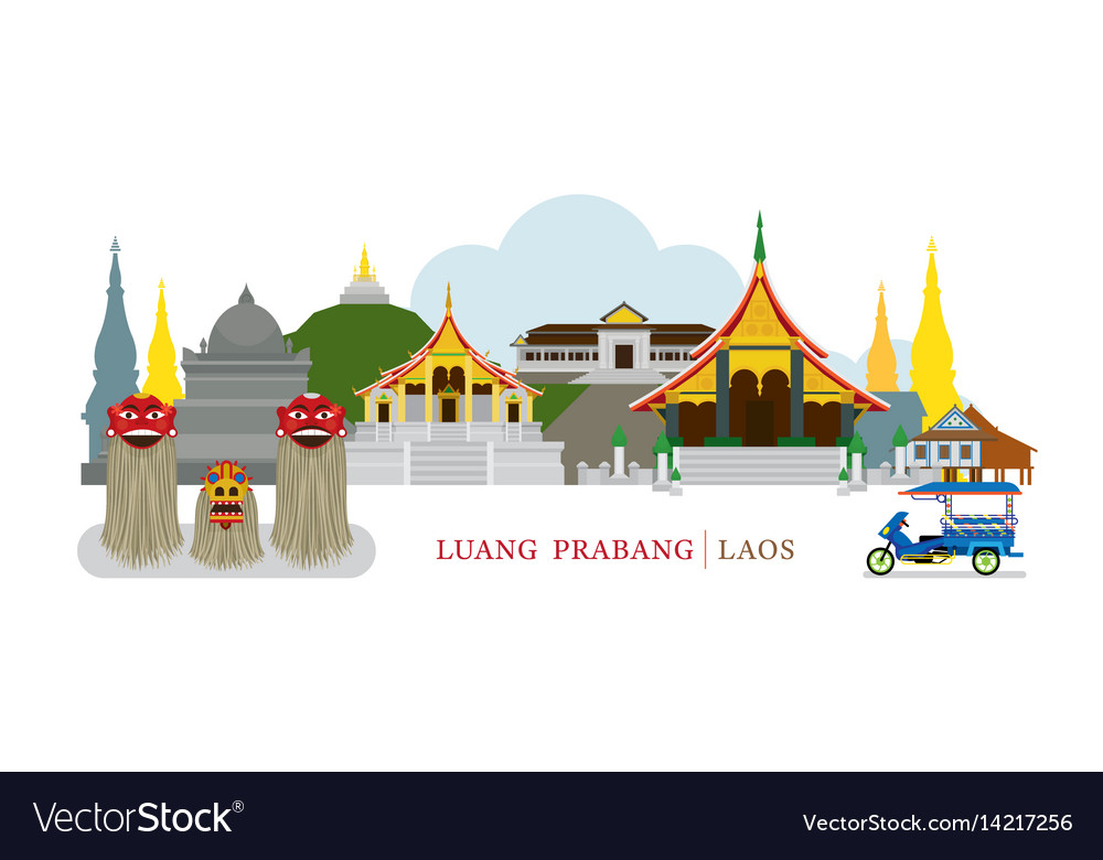 Luang Prabang Laos Landmarks Royalty Free Vector Image