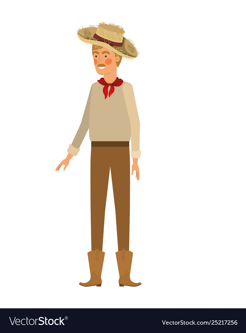 Man farmer with straw hat