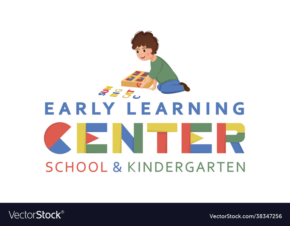 Montessori logotype public school Royalty Free Vector Image