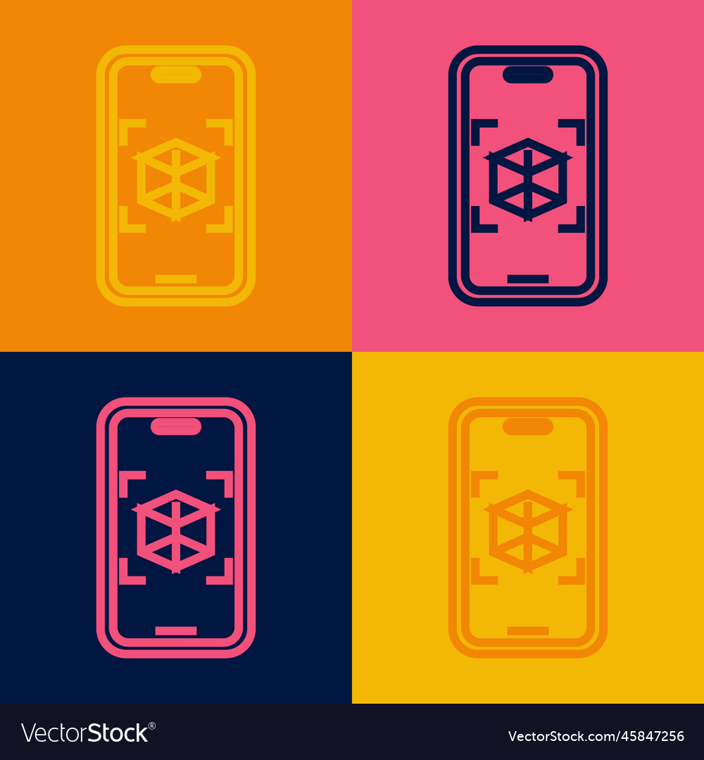Pop art line 3d modeling icon isolated on color