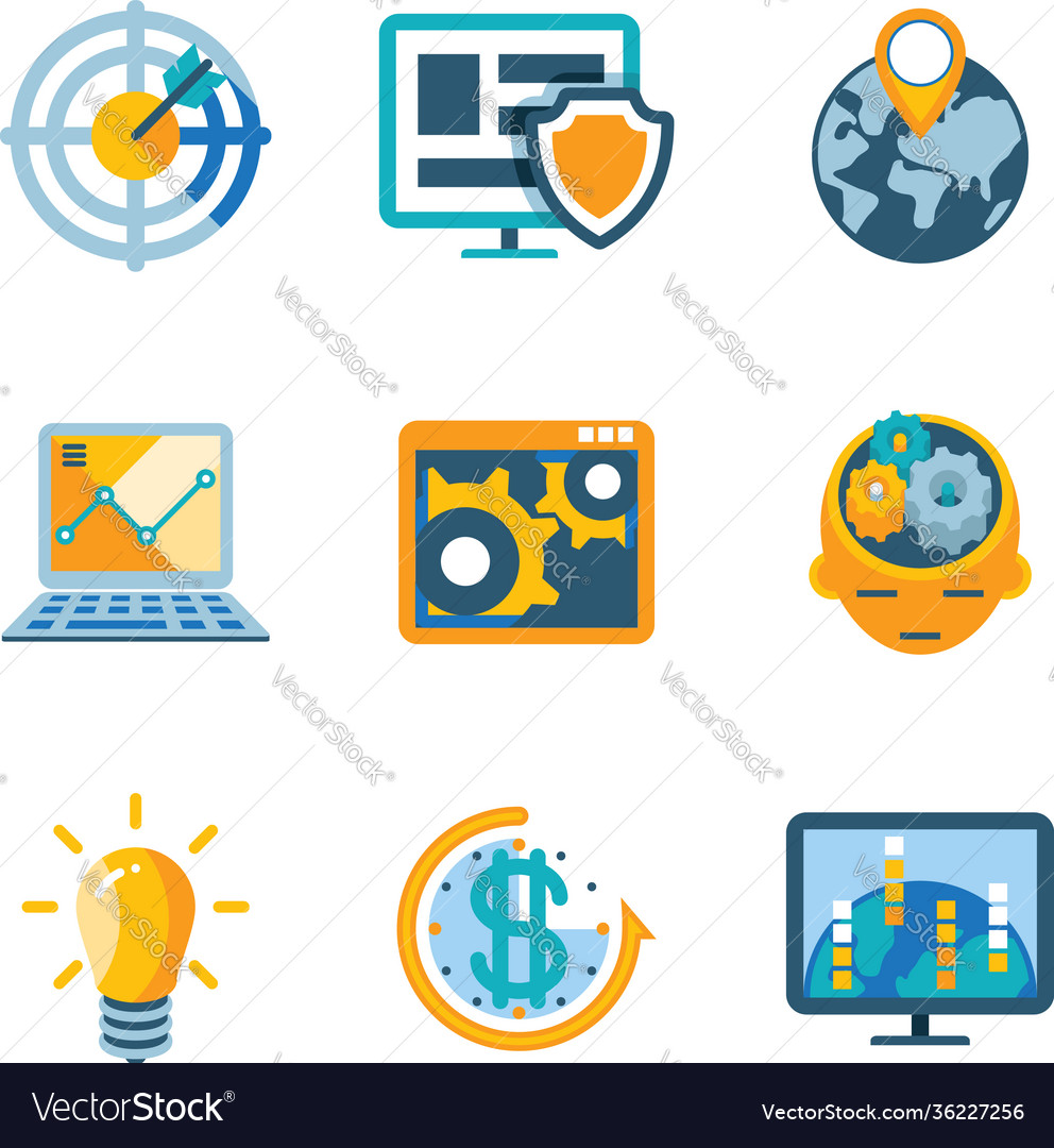 Process automation and increase efficiency icons vector image Process automation and increase efficiency icons
