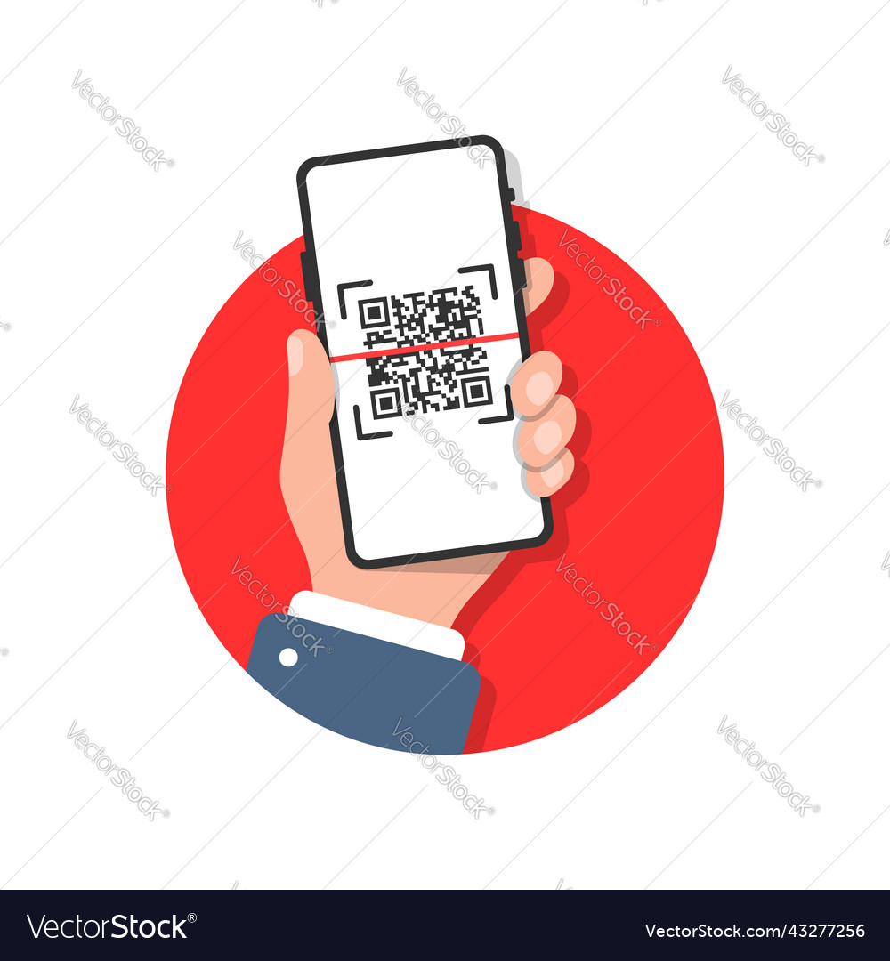 Qr code scan icon in flat style mobile phone vector image Qr code scan icon in flat style mobile phone
