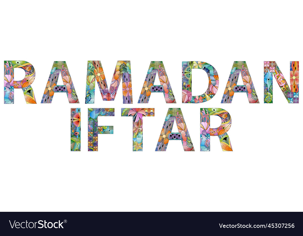 Ramadan iftar hand drawn lettering text