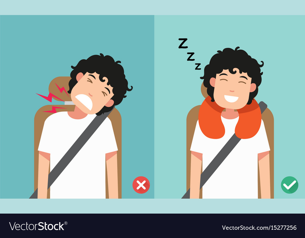 Right posture to sleep while sitting upright Vector Image