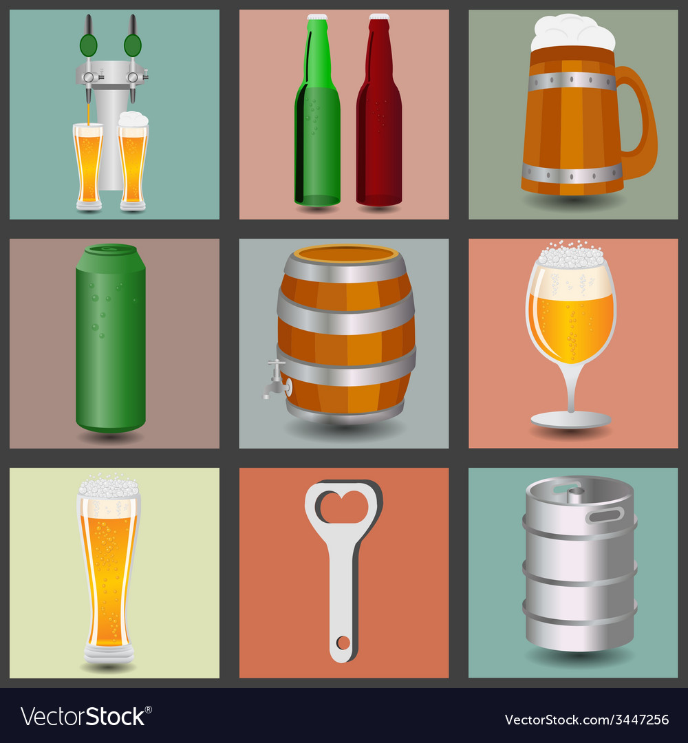 Set icons beer equipment for creating your own