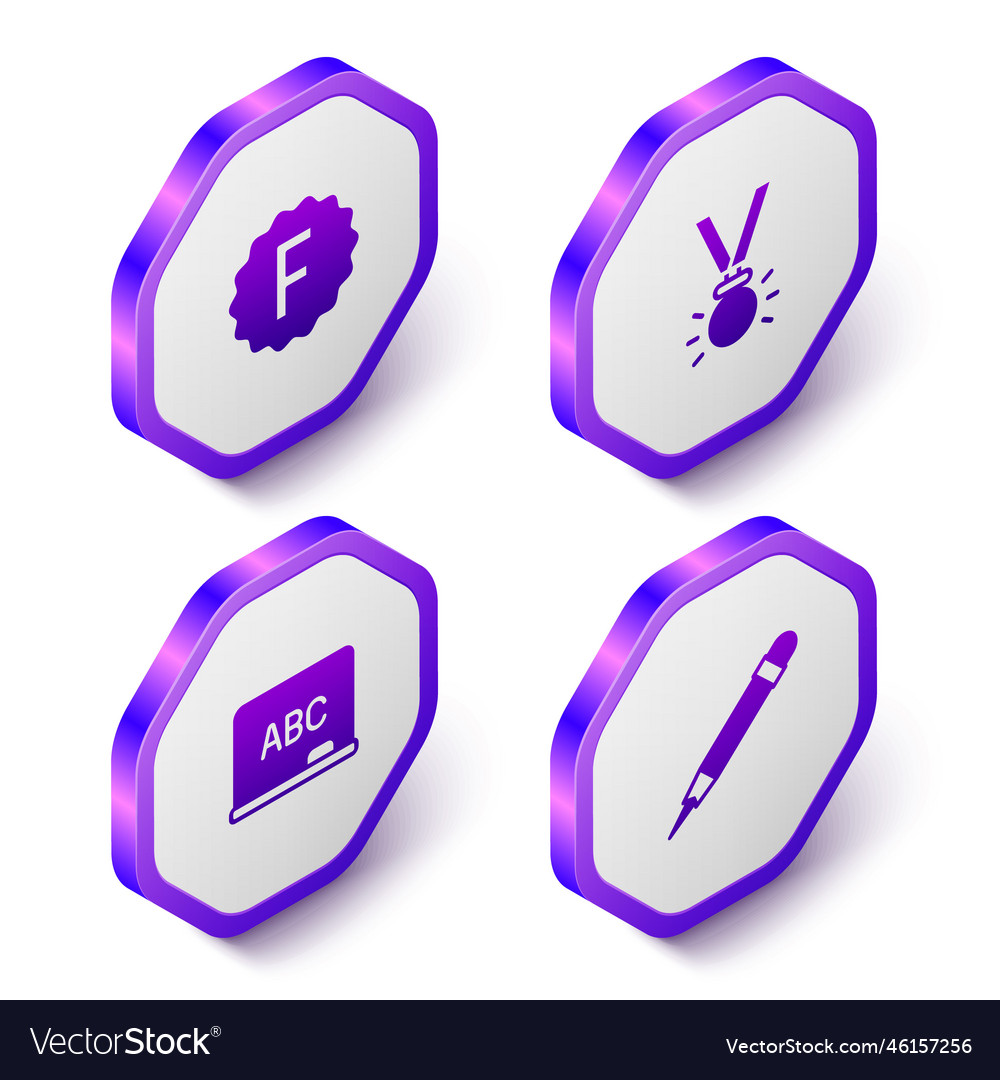 Set isometric exam paper with incorrect answers vector image Set isometric exam paper with incorrect answers