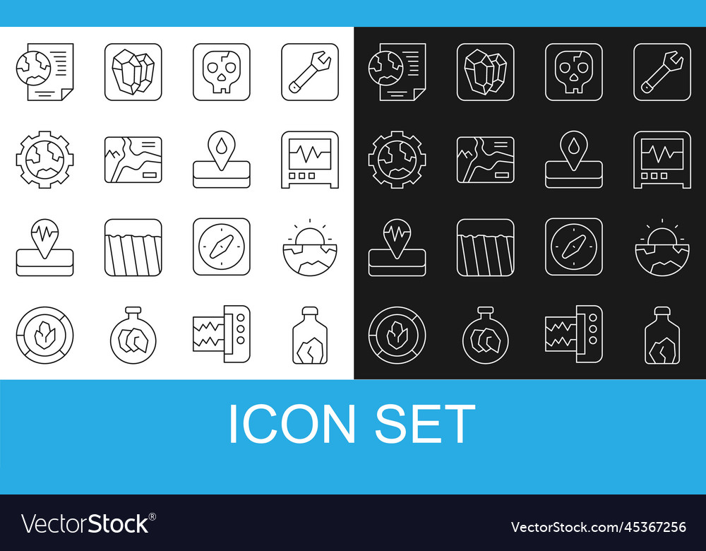 Set line ore mining earth core structure crust vector image Set line ore mining earth core structure crust